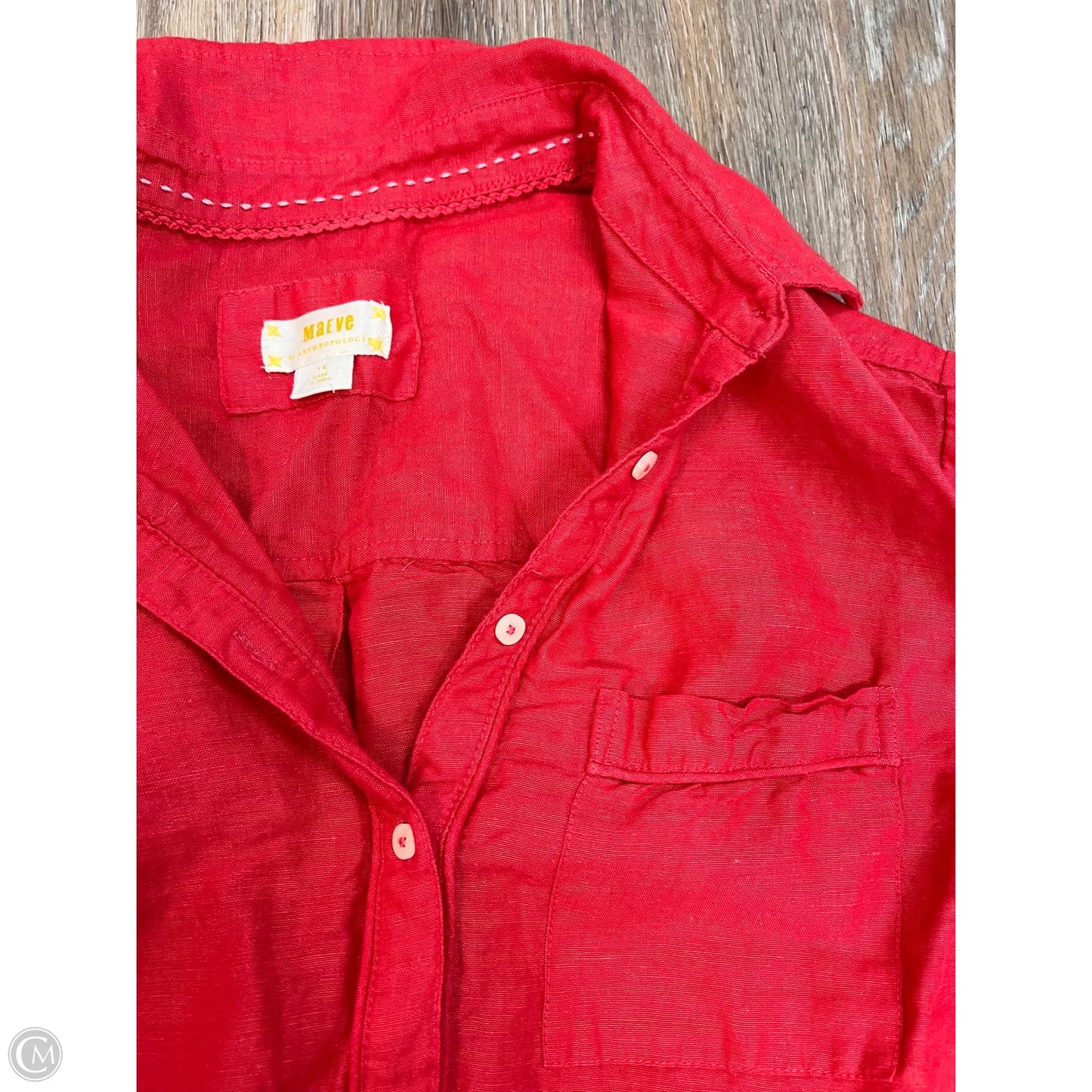 Blouse Long Sleeve By Maeve In Red, Size: 1x