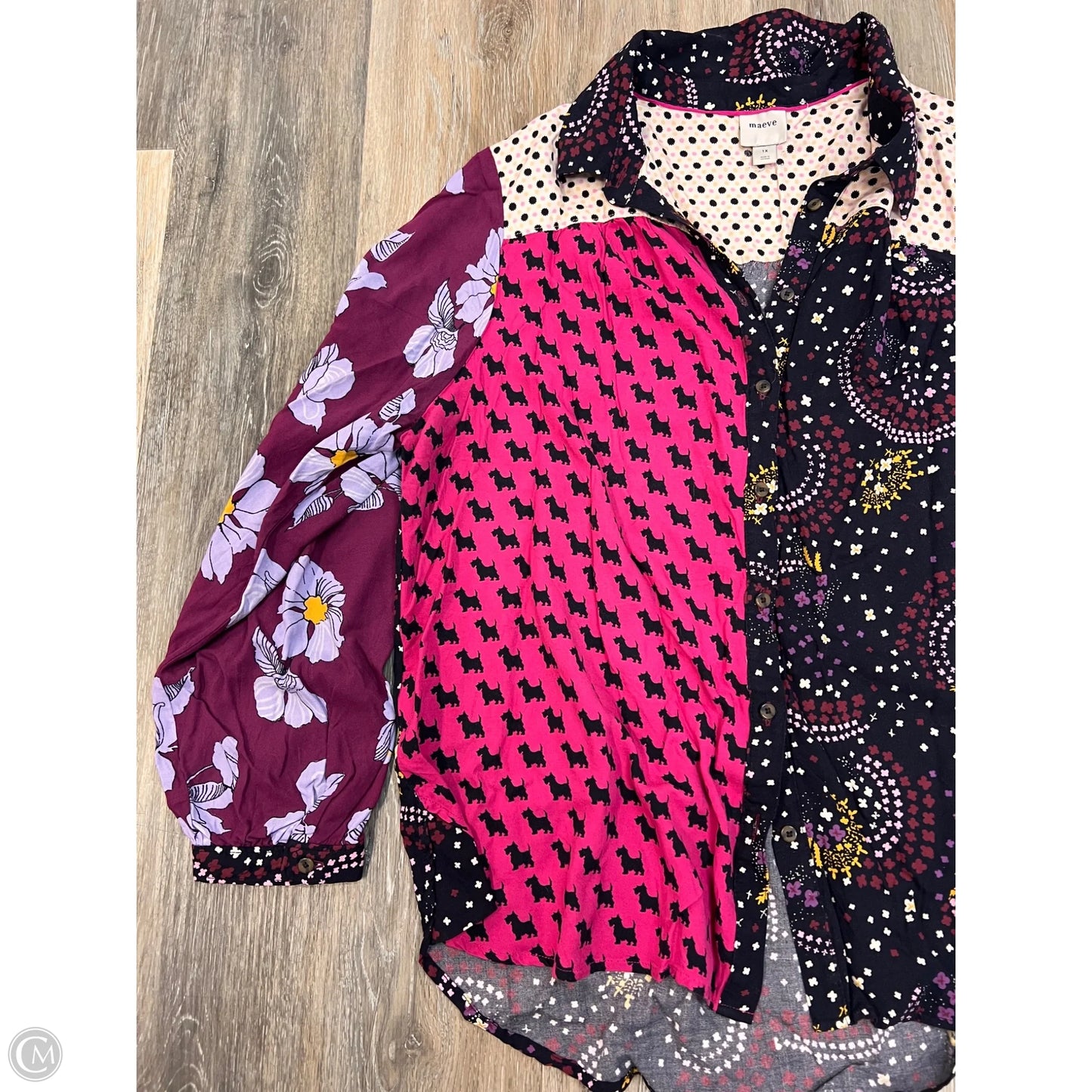 Blouse Long Sleeve By Maeve In Multi-colored, Size: 1x
