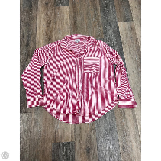 Blouse Long Sleeve By Evereve In Pink, Size: L