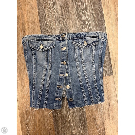 Top Sleeveless By Zara In Blue Denim, Size: S