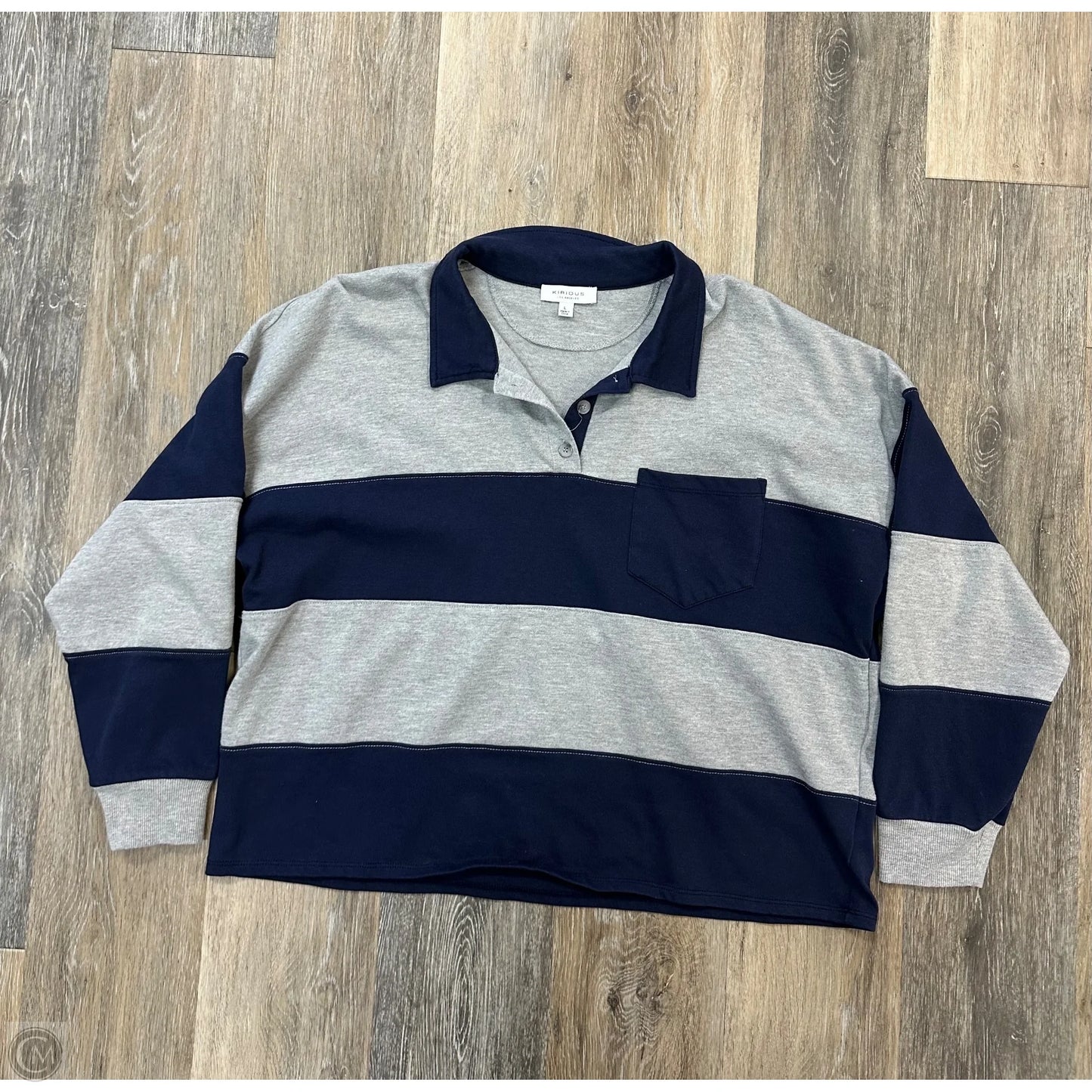 Top Long Sleeve By Kirious In Grey, Size: L