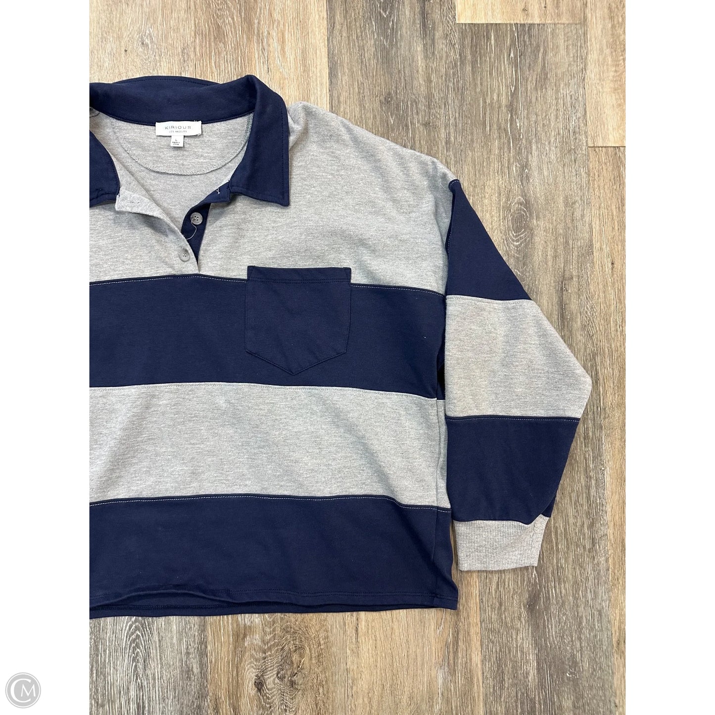 Top Long Sleeve By Kirious In Grey, Size: L