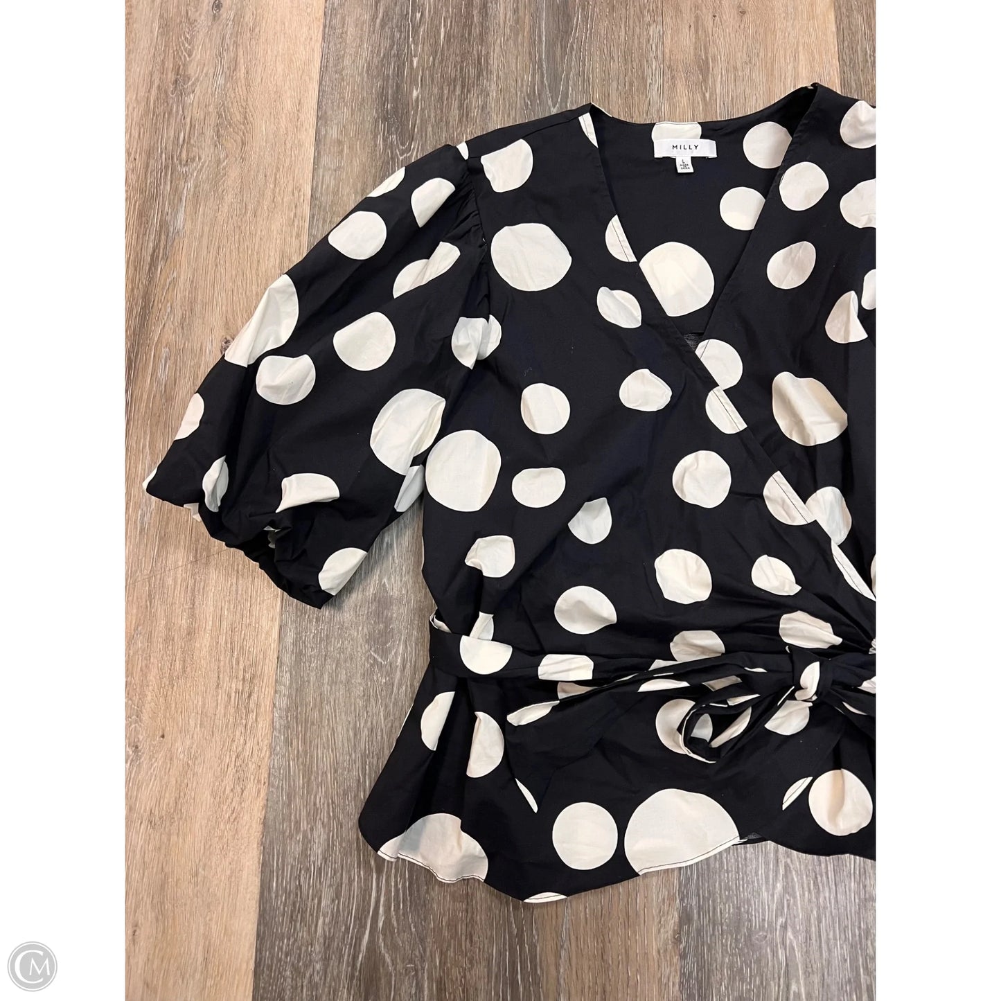 Blouse Designer By Milly In Black, Size: L