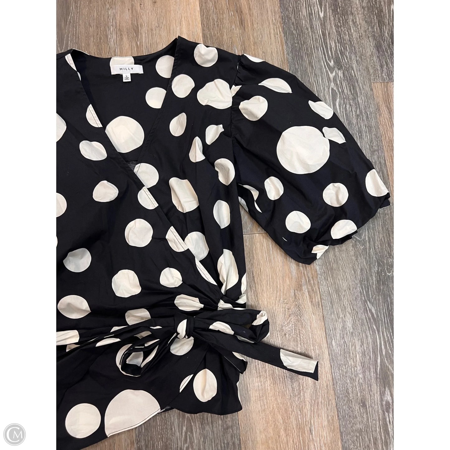 Blouse Designer By Milly In Black, Size: L