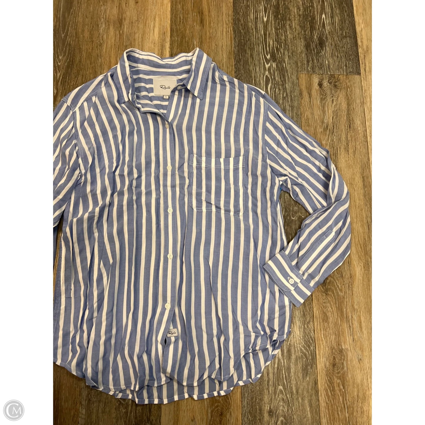 Blouse Long Sleeve By Rails In Blue, Size: L