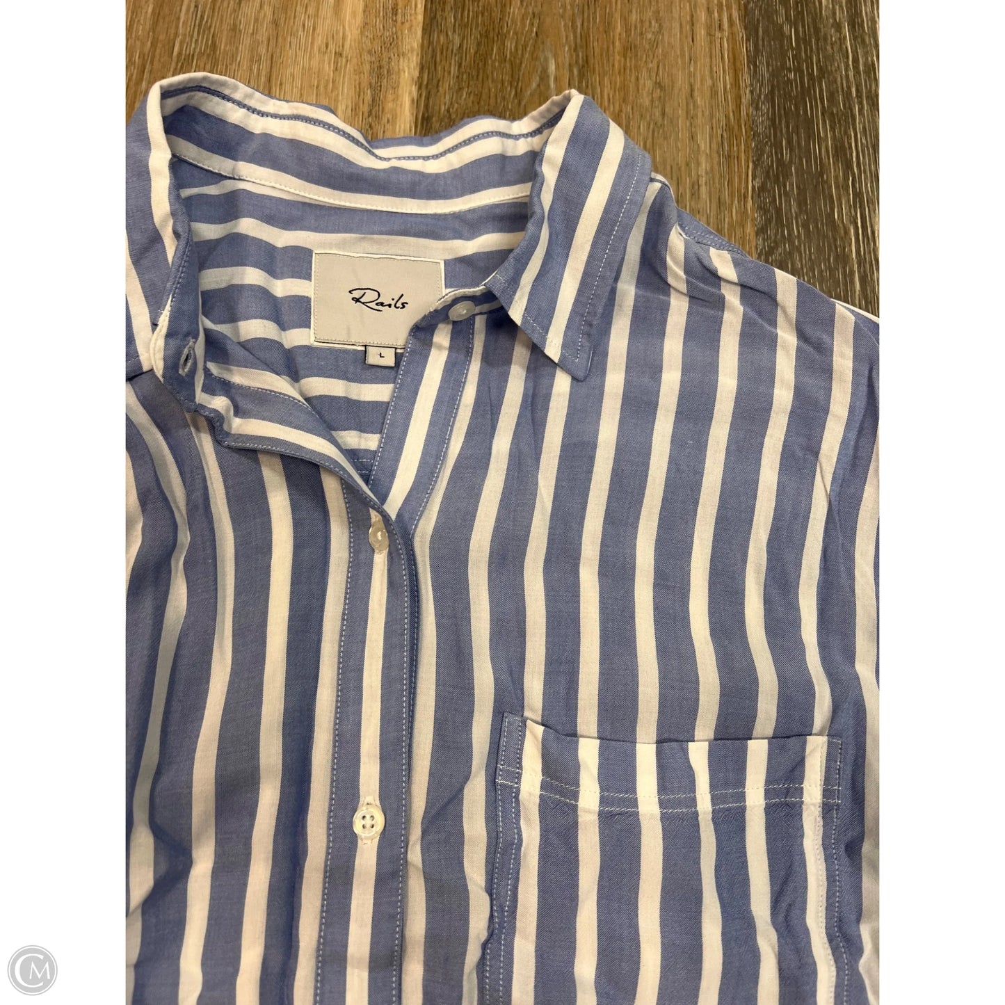 Blouse Long Sleeve By Rails In Blue, Size: L