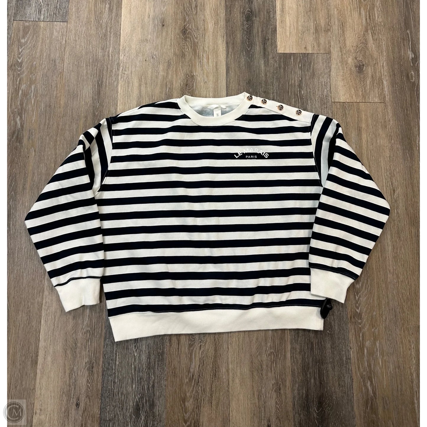 Sweatshirt Crewneck By H&m In Striped Pattern, Size: L