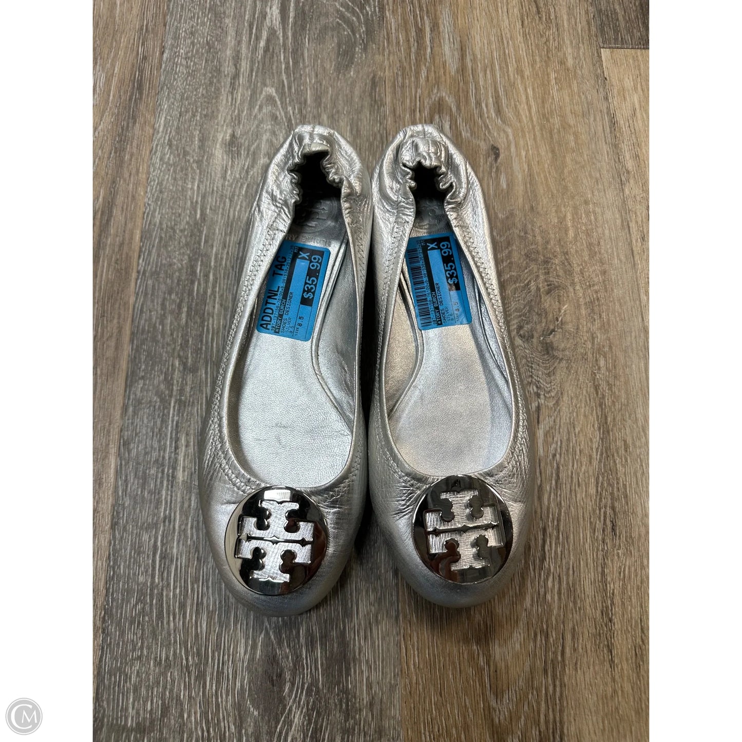 Shoes Designer By Tory Burch In Silver, Size: 8.5