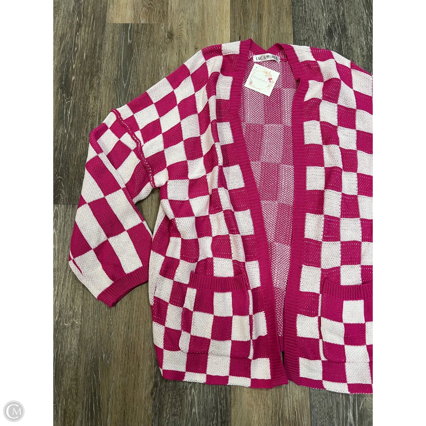 -Sweater Cardigan By T&C Apparel In Pink, Size: 1x