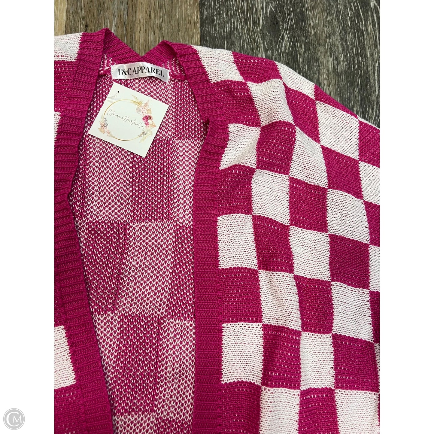 -Sweater Cardigan By T&C Apparel In Pink, Size: 1x