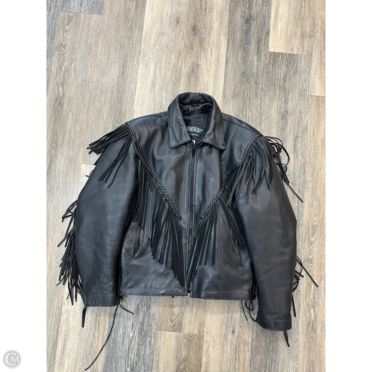 Jacket Leather By Unik In Black, Size: L