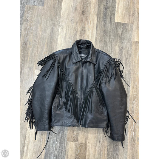 Jacket Leather By Unik In Black, Size: L