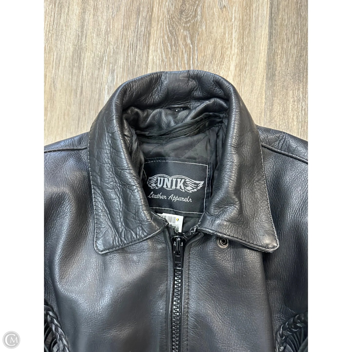 Jacket Leather By Unik In Black, Size: L