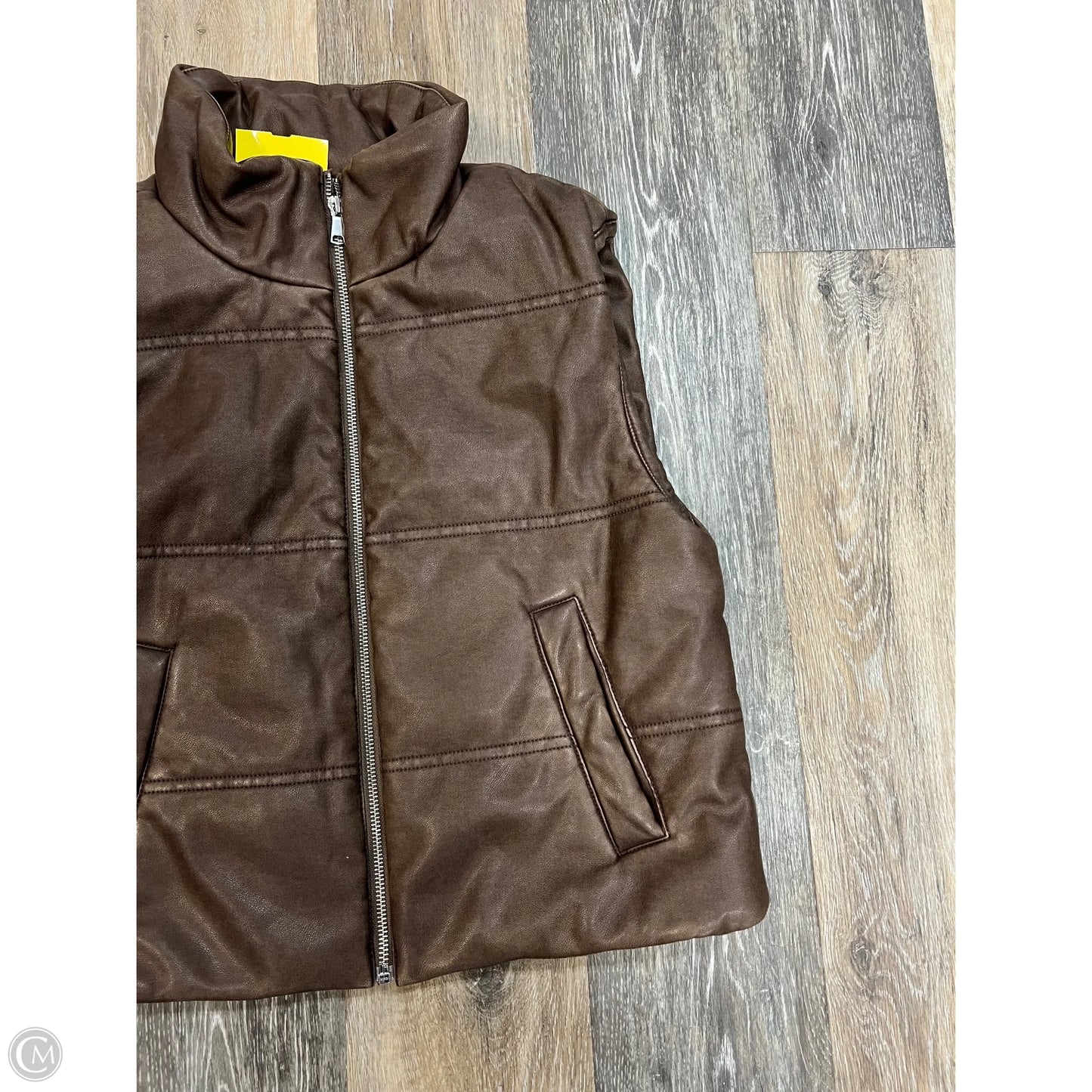 Vest Puffer & Quilted By Be Cool In Brown, Size: M