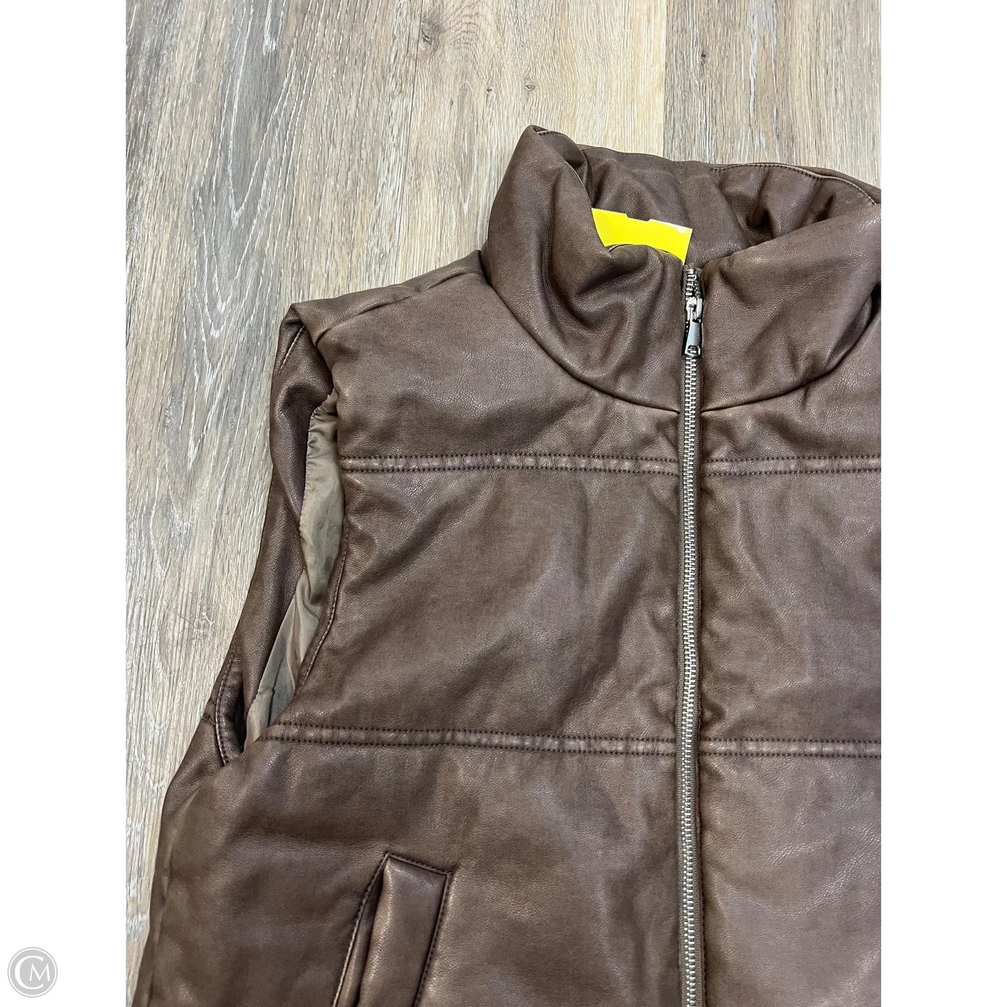 Vest Puffer & Quilted By Be Cool In Brown, Size: M