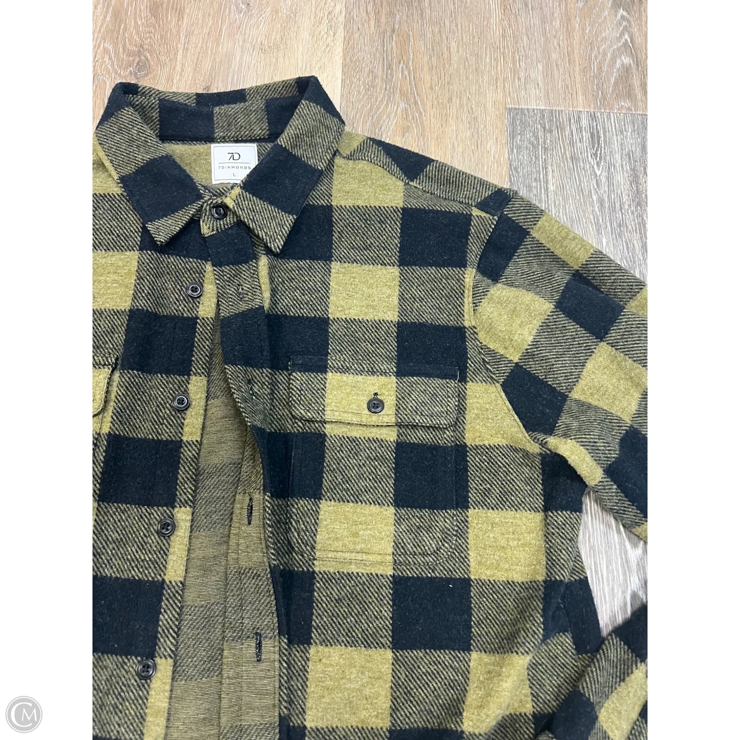Jacket Shirt By 7 Diamonds In Plaid Pattern, Size: L