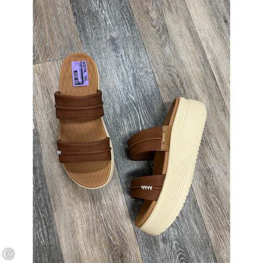 Sandals Heels Platform By Hey Dude In Brown, Size: 12