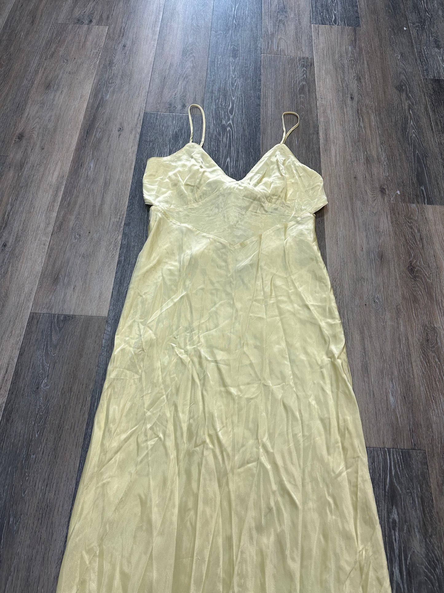 Yellow Dress Party Long Bardot, Size 12