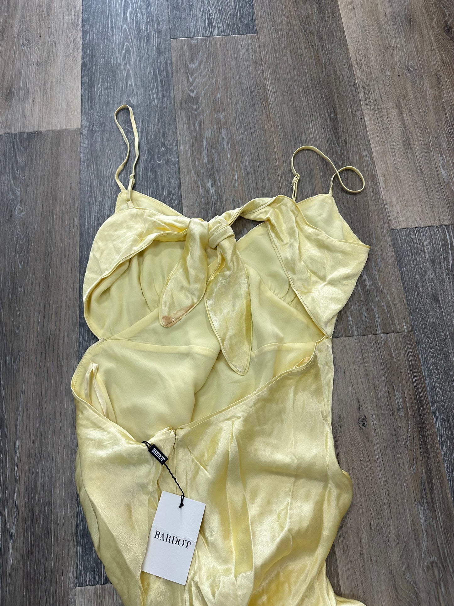 Yellow Dress Party Long Bardot, Size 12