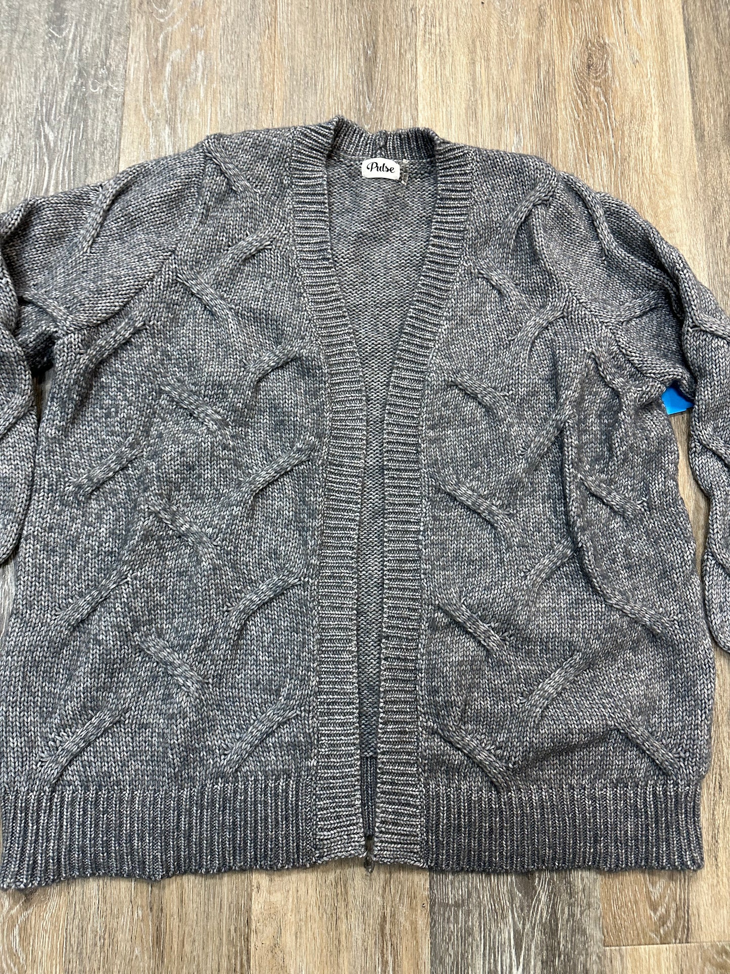 Sweater Cardigan By Pulse In Grey, Size: Xl