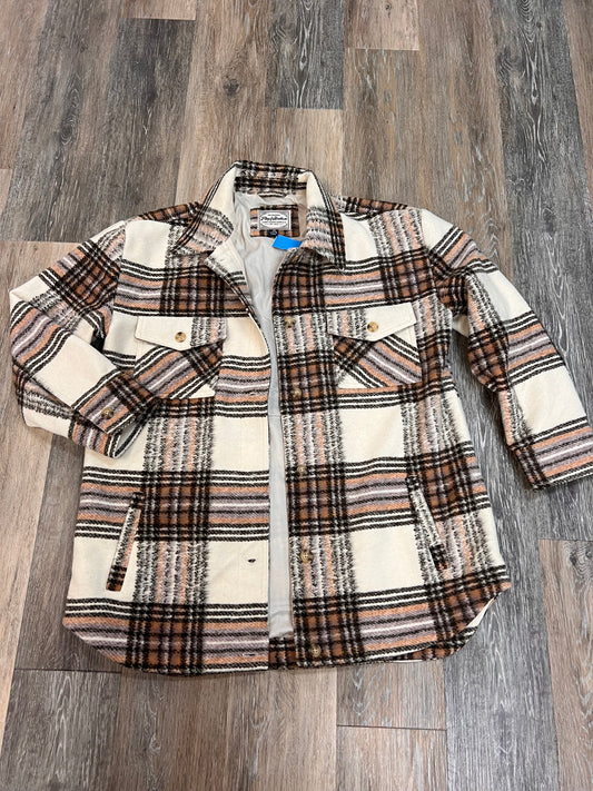 Jacket Shirt By Flag and Anthem In Plaid Pattern, Size: S