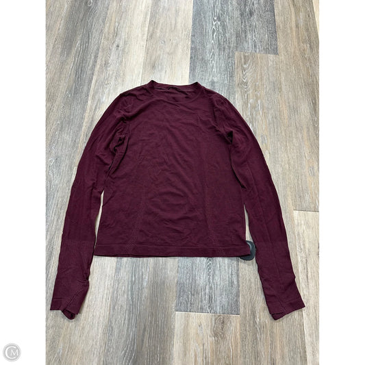 Athletic Top Long Sleeve Collar By Lululemon In Maroon, Size: 2