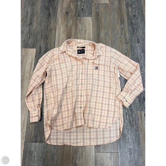 Blouse Long Sleeve By Carhartt In Plaid Pattern, Size: L