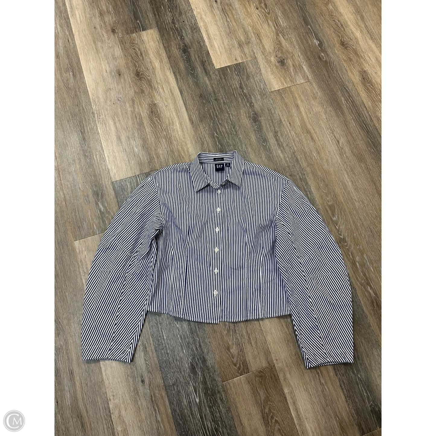 Blouse Long Sleeve By Gap In Striped Pattern, Size: Xs