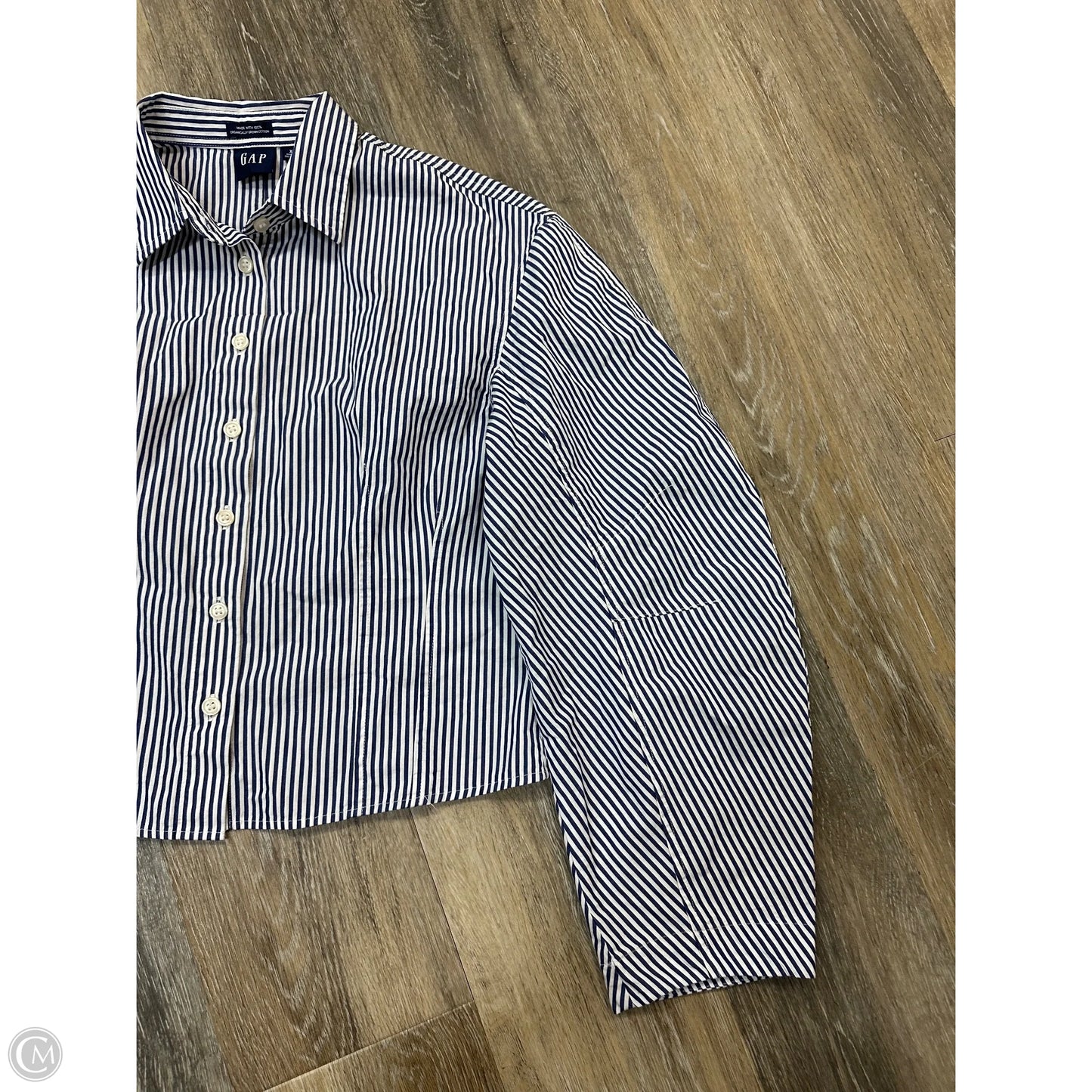 Blouse Long Sleeve By Gap In Striped Pattern, Size: Xs