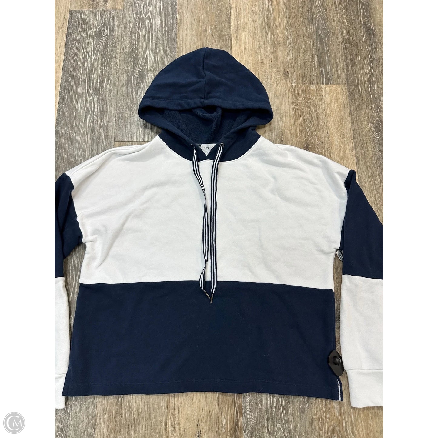 Sweatshirt Hoodie By Evereve In Blue & White, Size: L