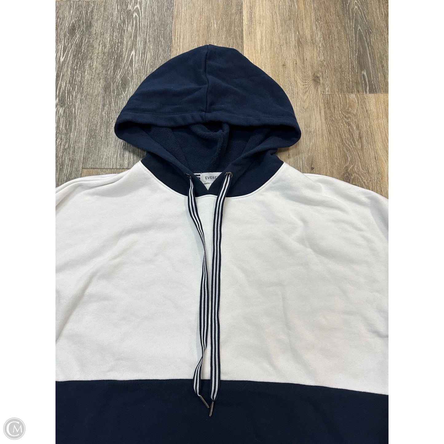 Sweatshirt Hoodie By Evereve In Blue & White, Size: L