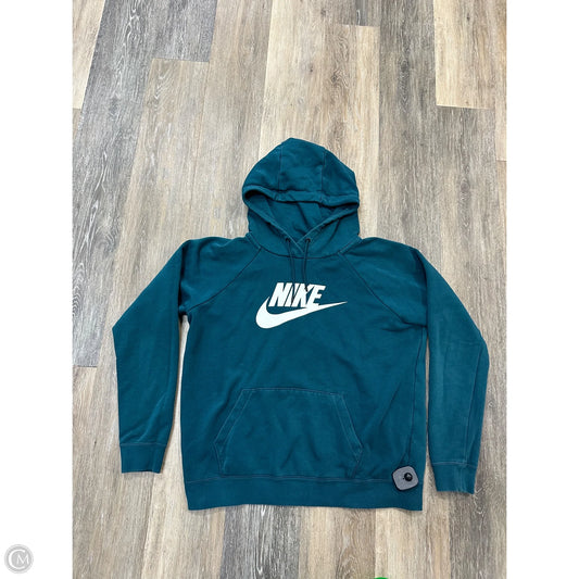 Athletic Sweatshirt Hoodie By Nike Apparel In Teal, Size: M