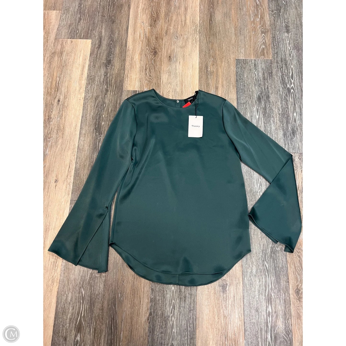 Blouse Long Sleeve By Theory In Green, Size: S