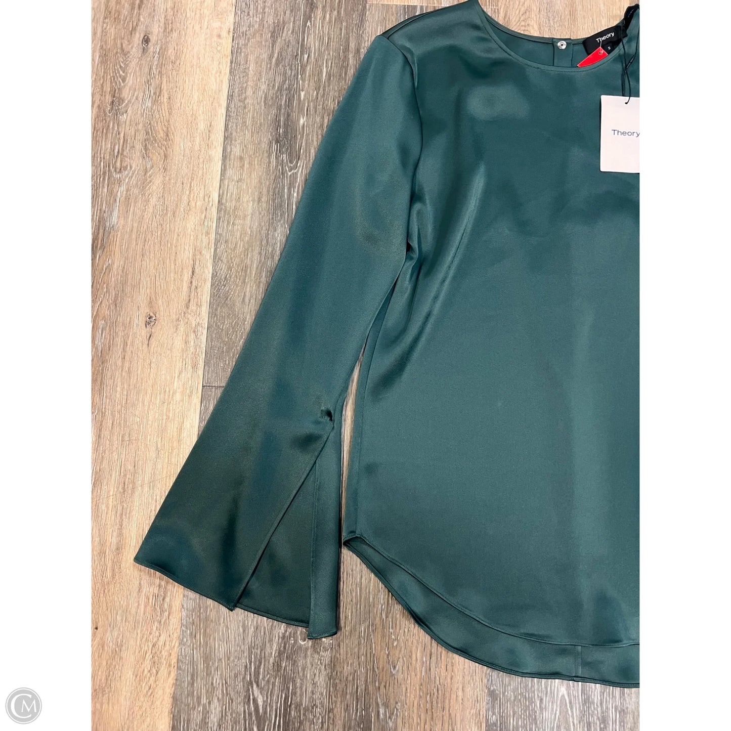 Blouse Long Sleeve By Theory In Green, Size: S