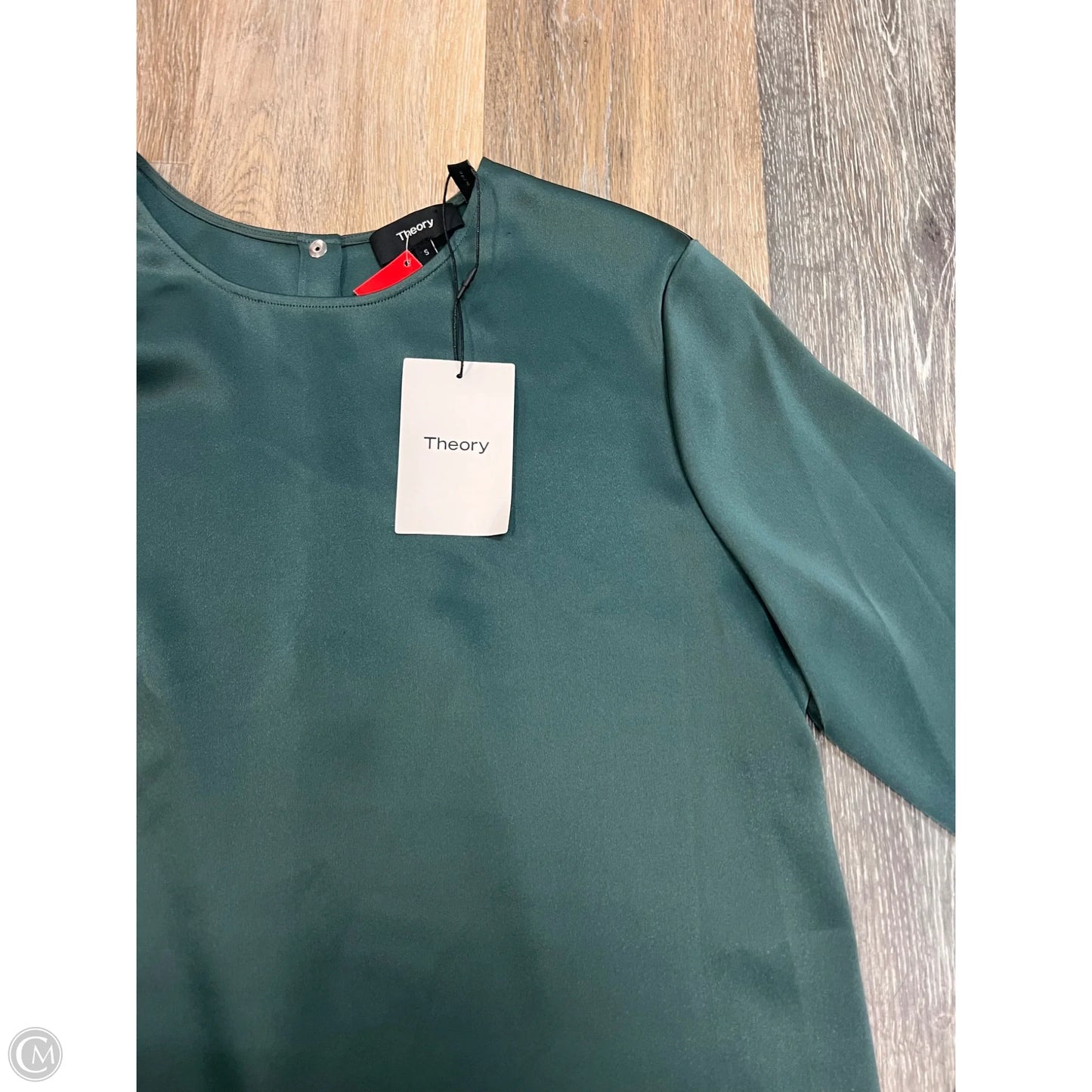 Blouse Long Sleeve By Theory In Green, Size: S