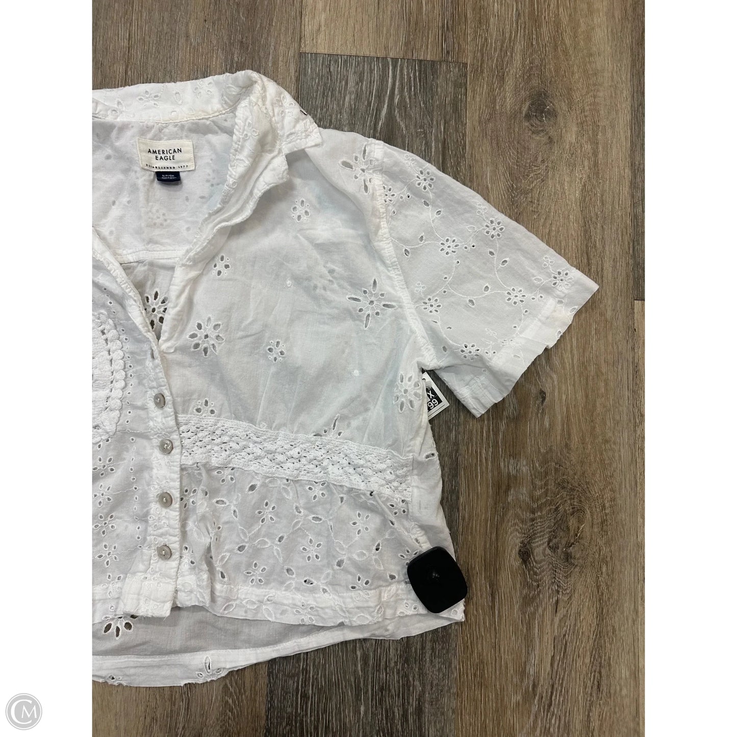 Blouse Short Sleeve By American Eagle In White, Size: S