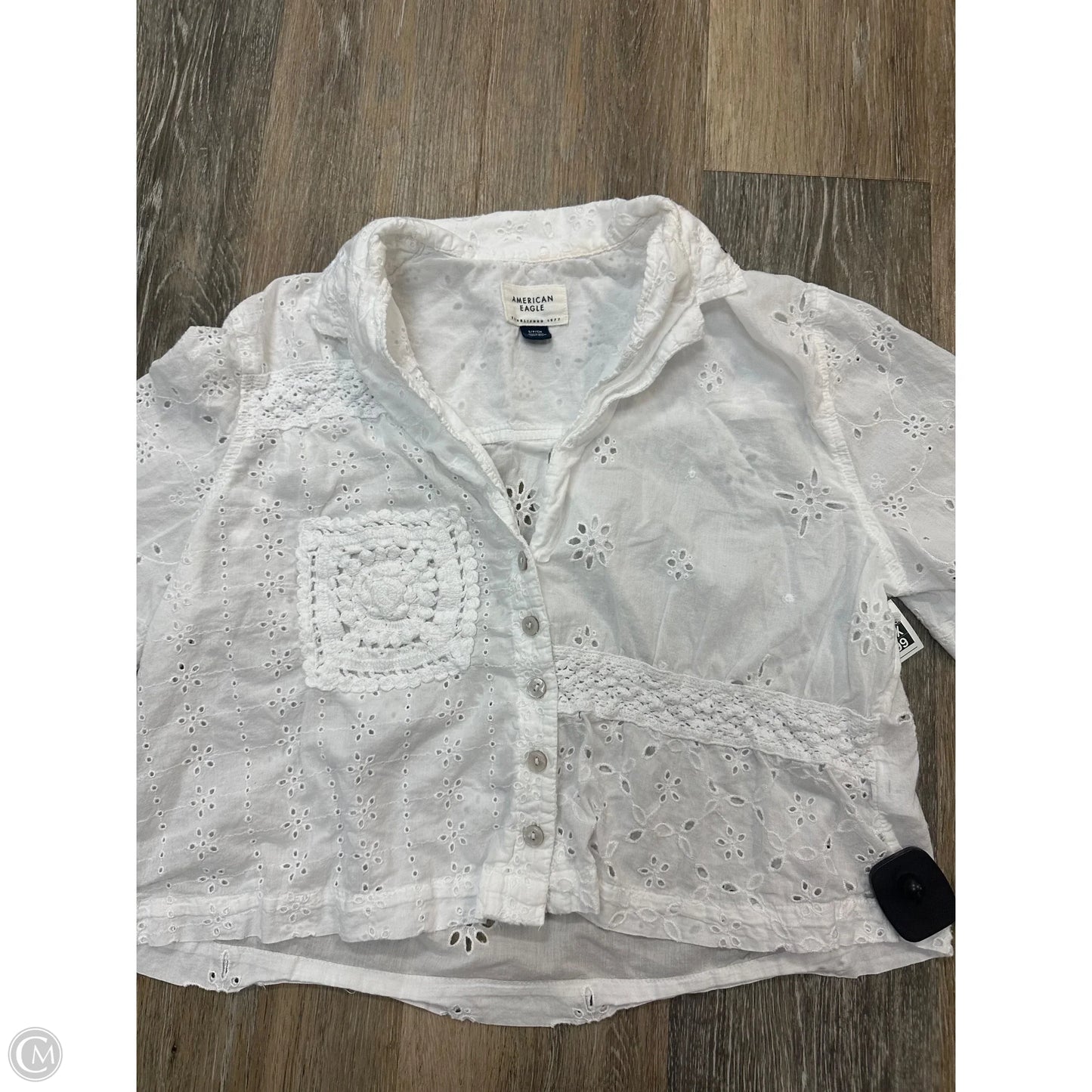 Blouse Short Sleeve By American Eagle In White, Size: S