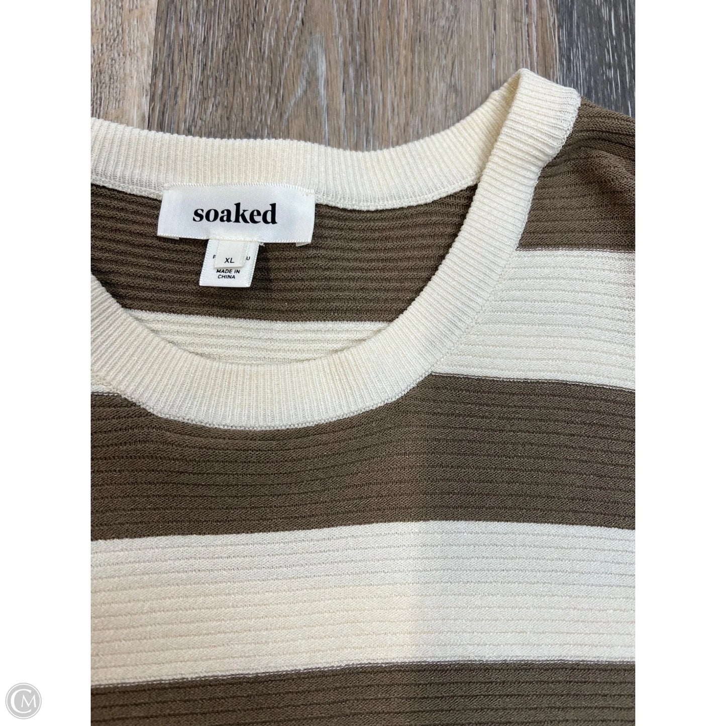 Top Long Sleeve By Soaked In Striped Pattern, Size: Xl