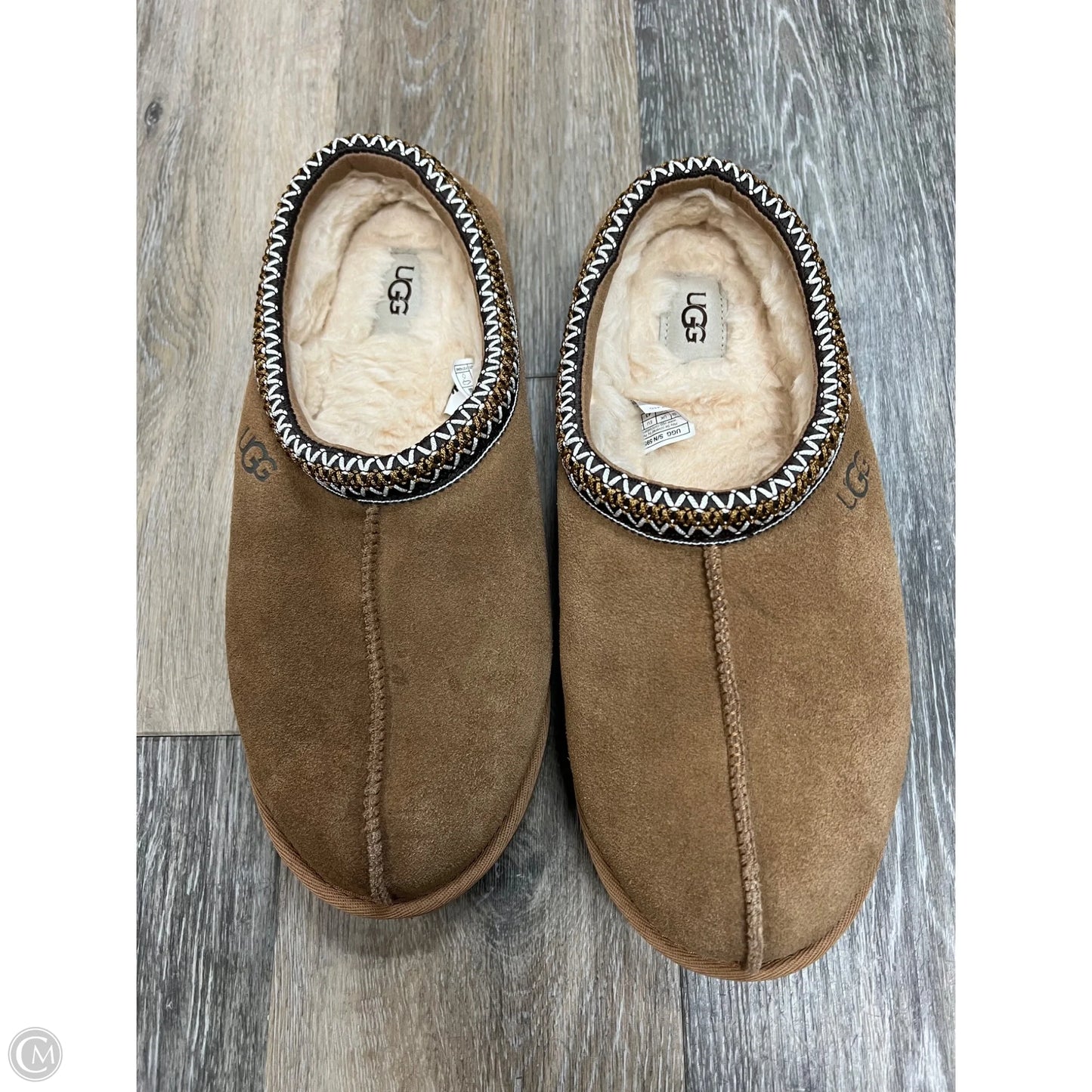 Slippers Designer By Ugg In Brown, Size: 10