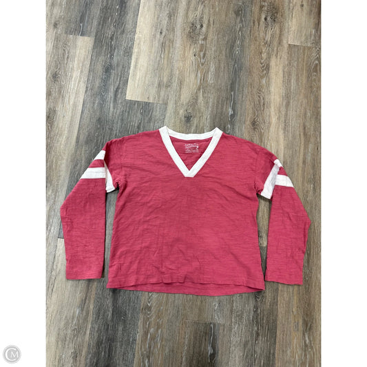Top Long Sleeve By Faherty In Pink & White, Size: M