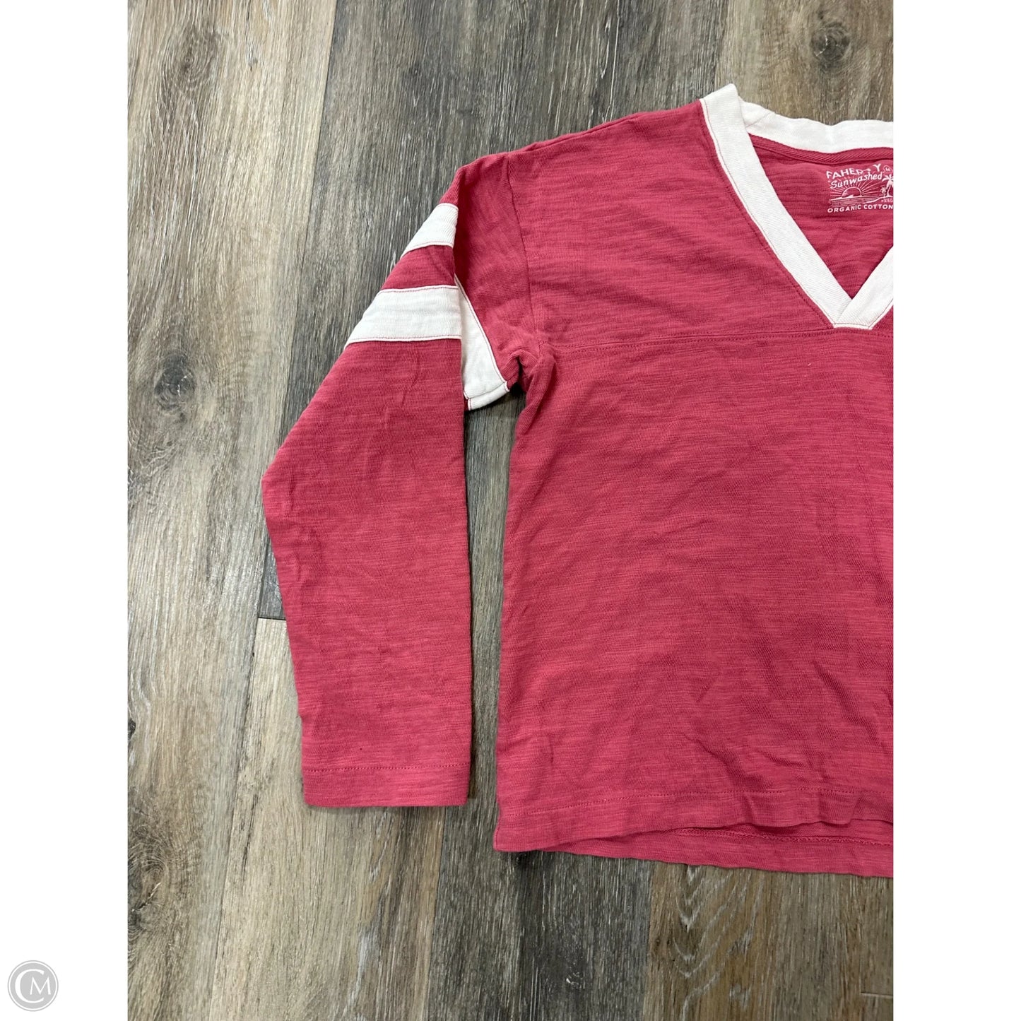 Top Long Sleeve By Faherty In Pink & White, Size: M