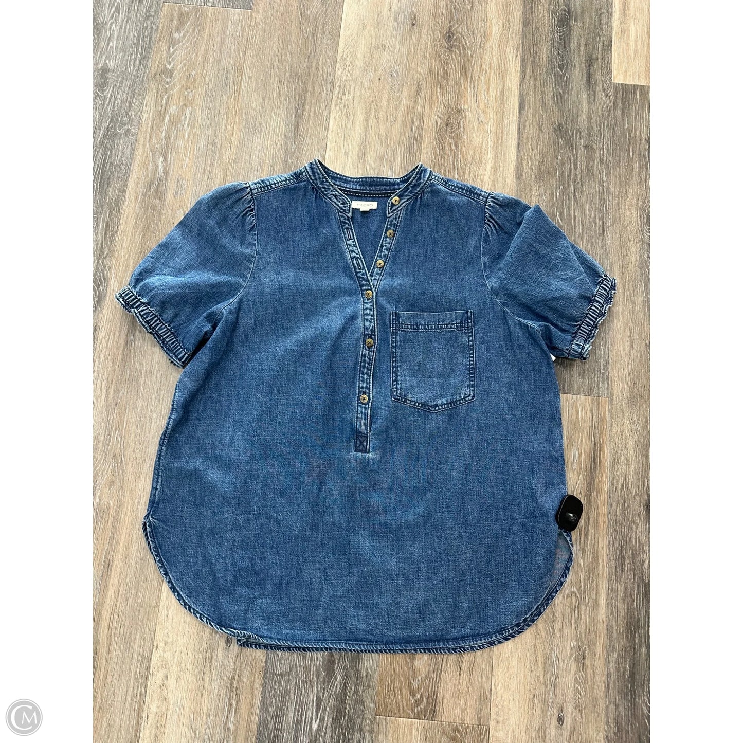 Blouse Short Sleeve By Pilcro In Blue Denim, Size: L