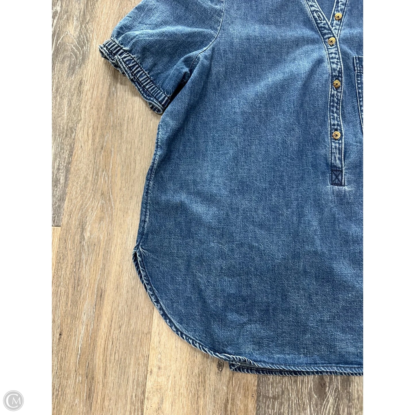 Blouse Short Sleeve By Pilcro In Blue Denim, Size: L