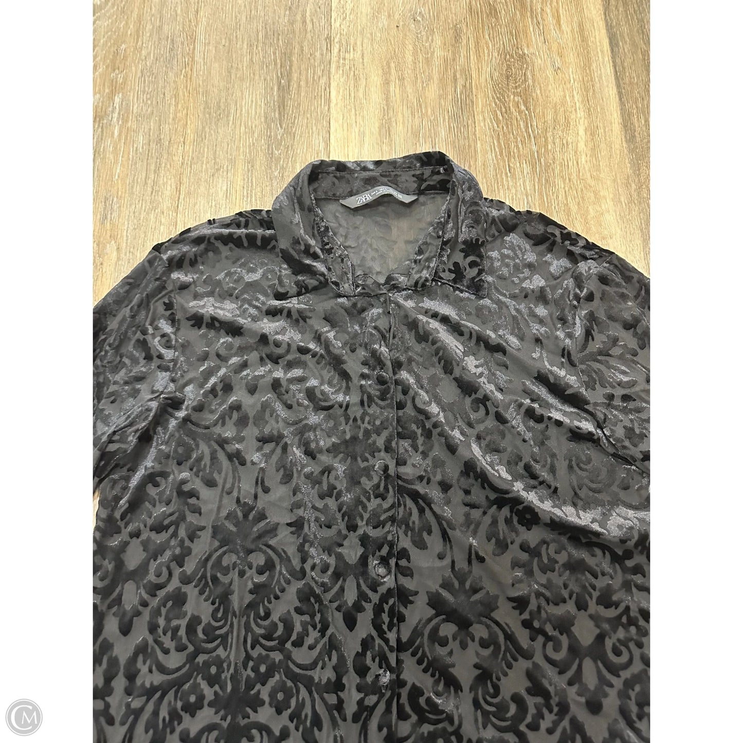 Blouse Long Sleeve By Zara In Black, Size: L