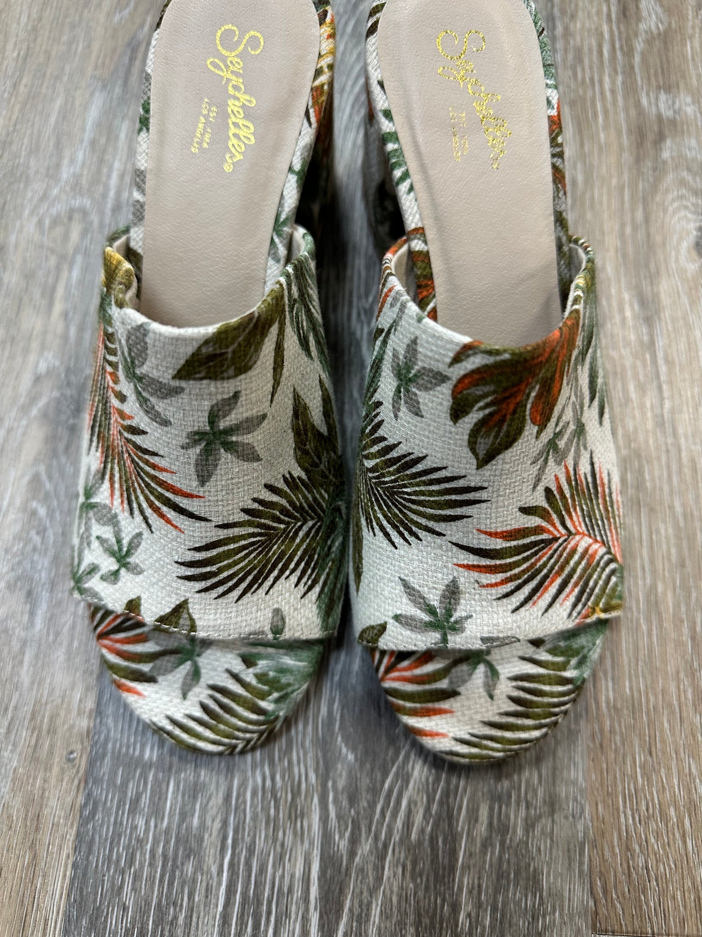 Sandals Heels Block By Seychelles In Tropical Print, Size: 7.5