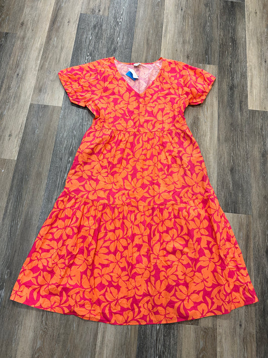 Dress Casual Midi By J. Crew In Orange & Pink, Size: 16