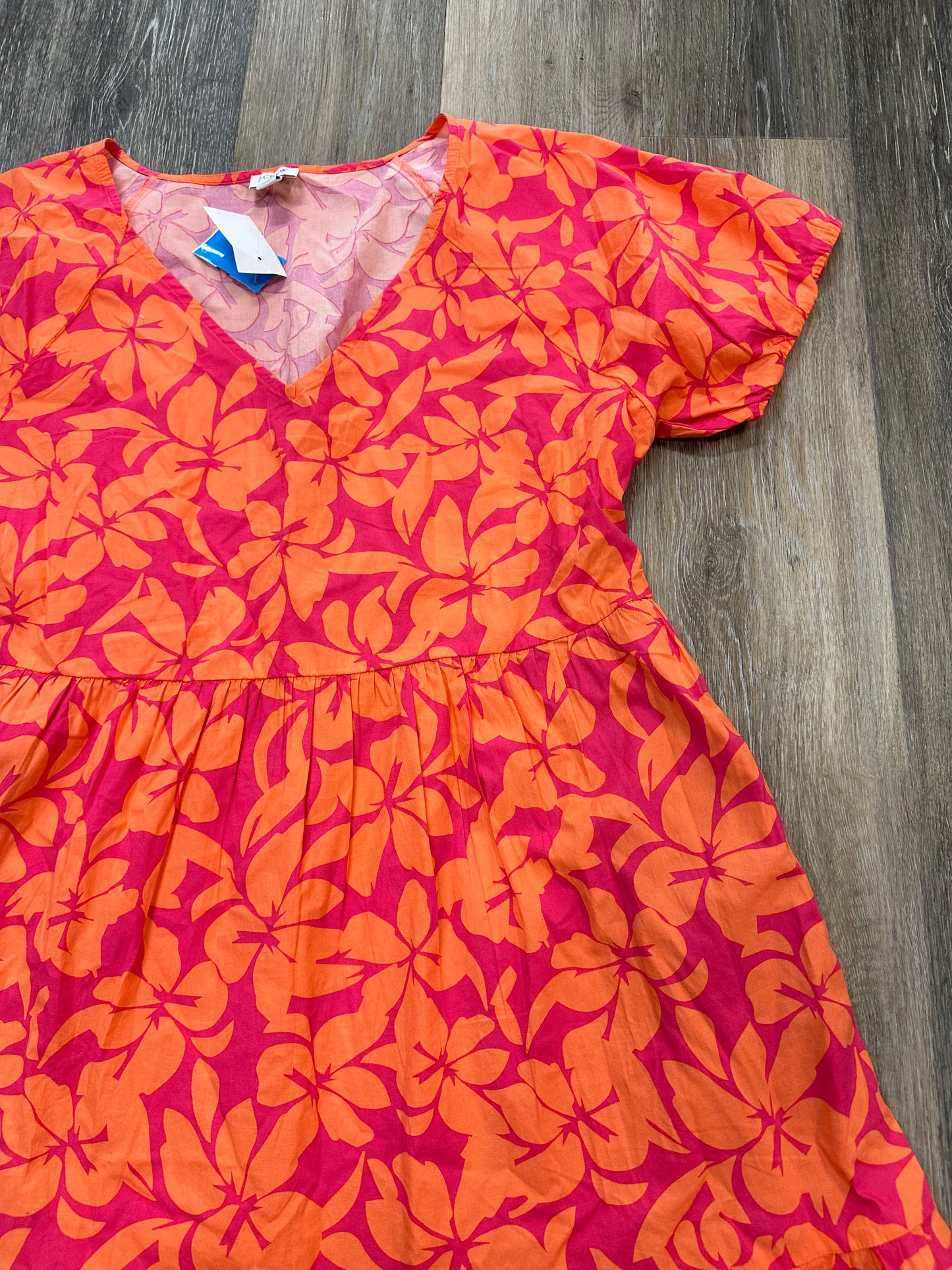 Dress Casual Midi By J. Crew In Orange & Pink, Size: 16