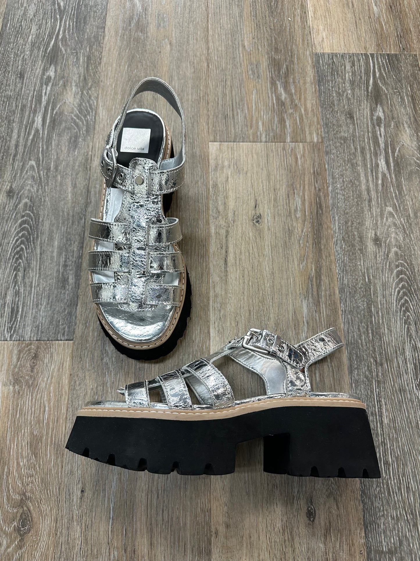 Sandals Heels Platform By Dolce Vita In Silver, Size: 9.5