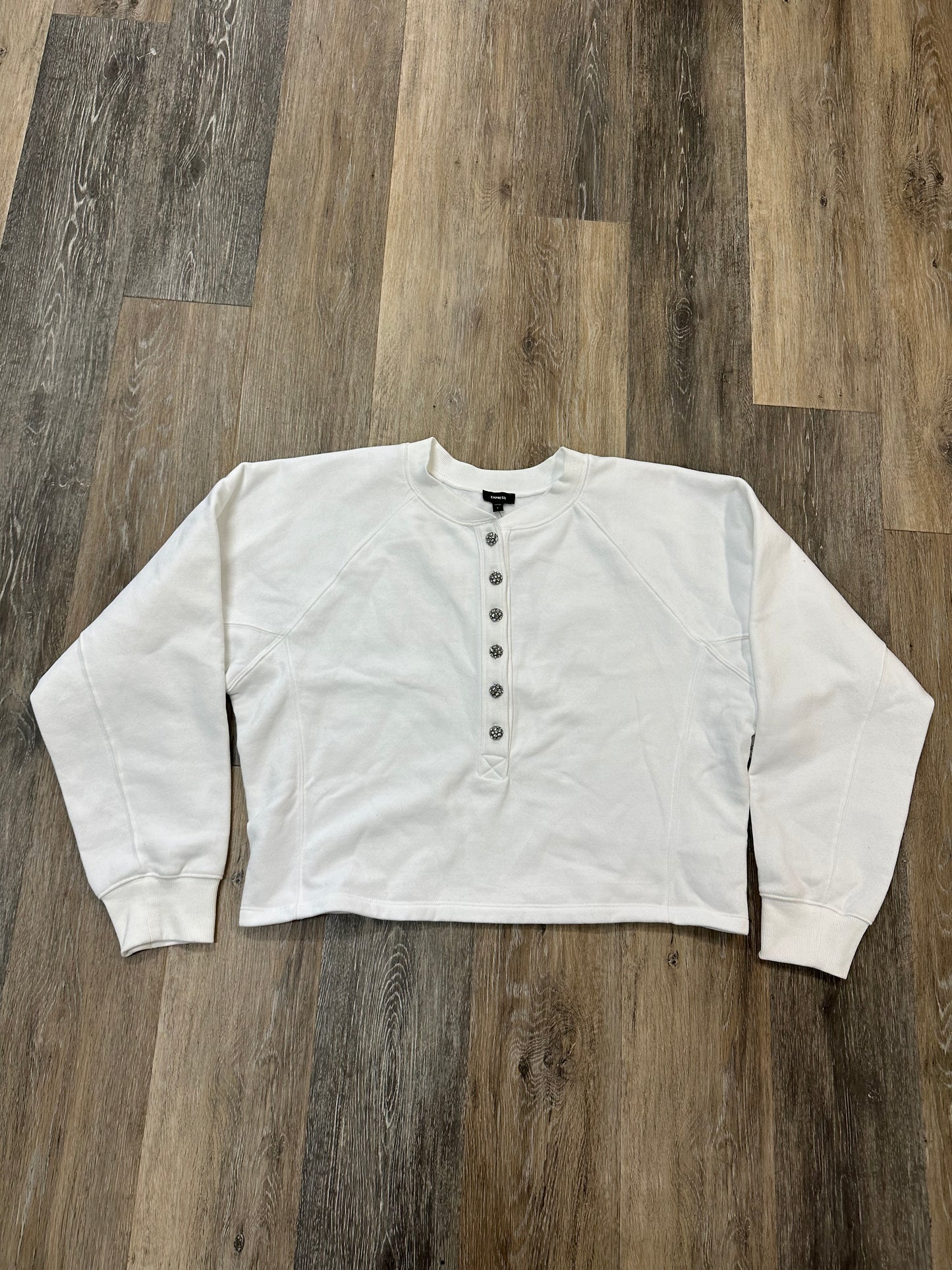 Top Long Sleeve By Express In White, Size: L