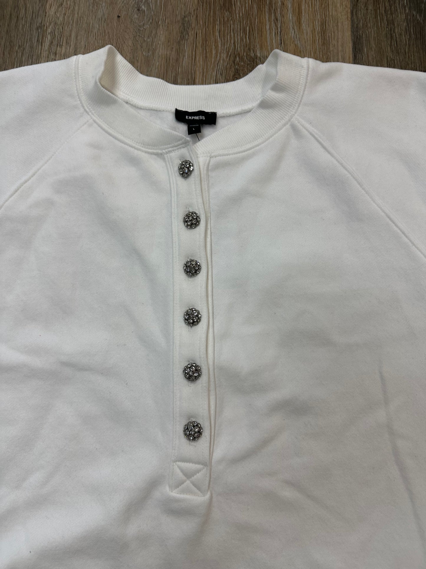 Top Long Sleeve By Express In White, Size: L